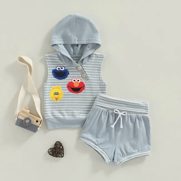 Elmo Boy First Birthday Outfit Clothes Shirt Cookie Monster Shorts Sesame Street - Picture 2 of 2